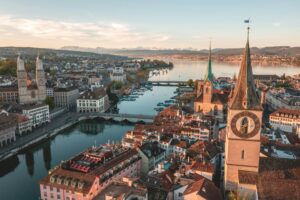 Aerial view of Zurich, Switzerland, symbolizing Swiss trustee regulation